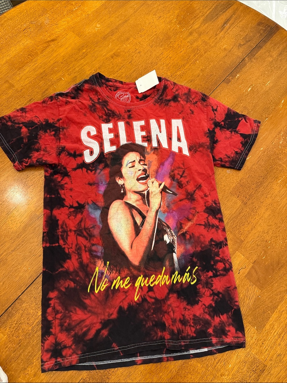 Selena Graphic Tie-Dye Short Sleeve Tee - Red & Black small